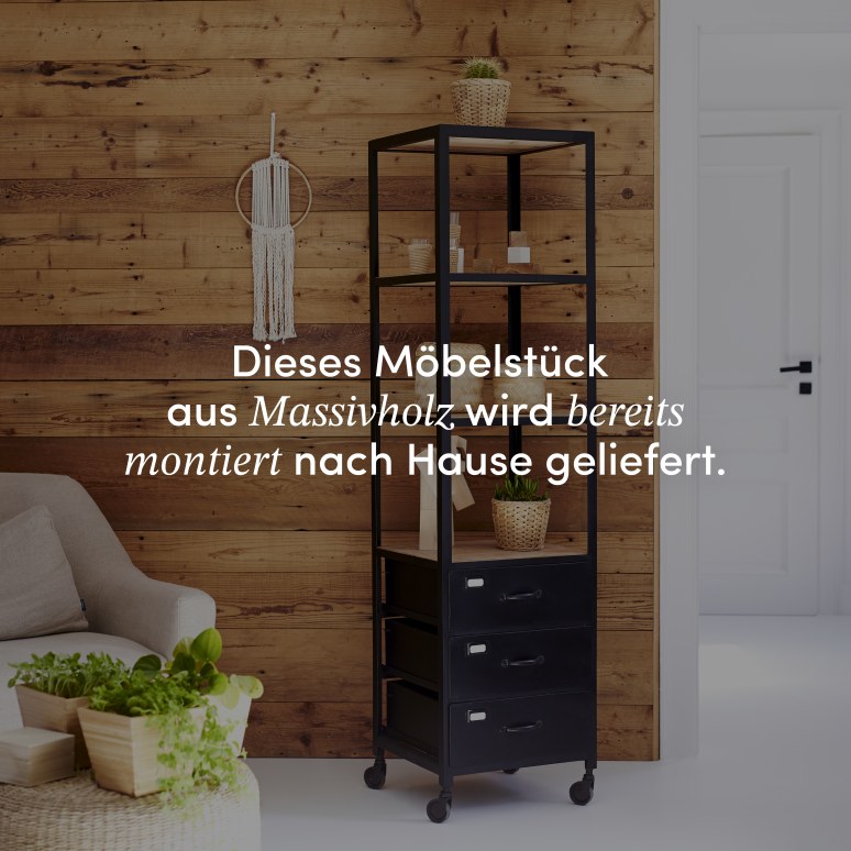 Industriel - Hochschrank aus Mangoholz und Metall