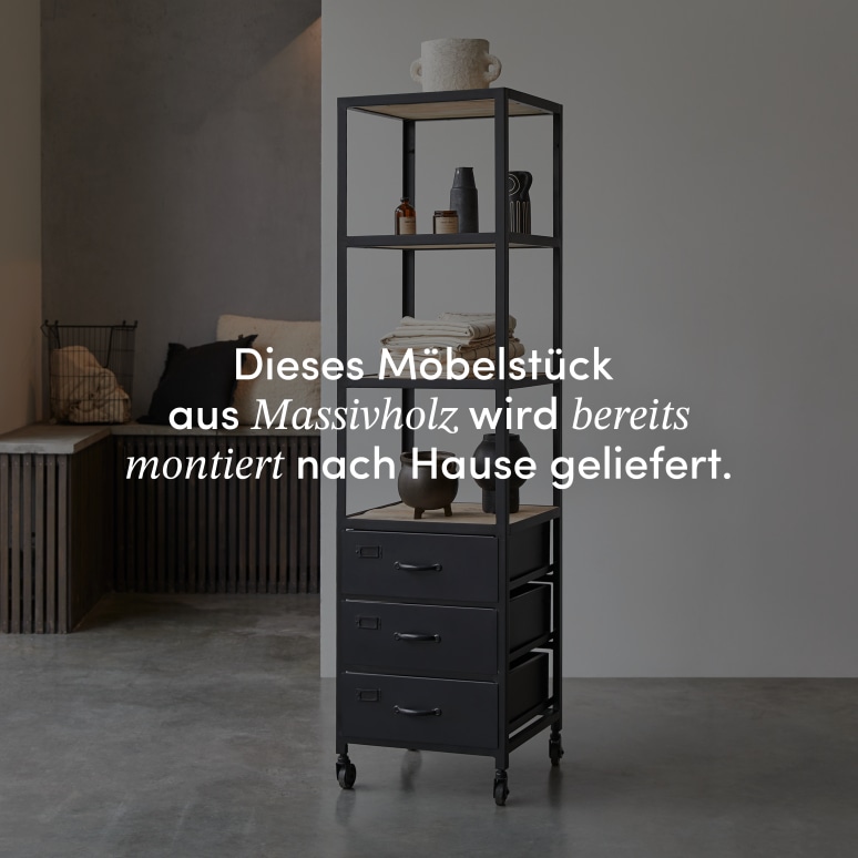 Industriel - Bad-Hochschrank aus Mangoholz und Metall