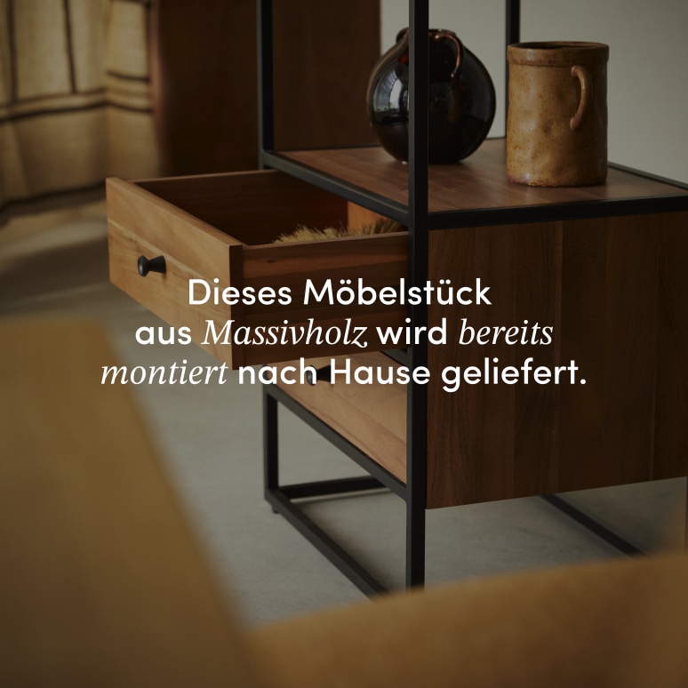 Agra - Hochschrank aus massiver Akazie und Metall