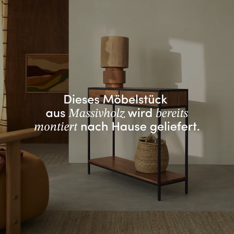 Agra - Flurkonsole aus Massivakazie und Metall T. 30 cm
