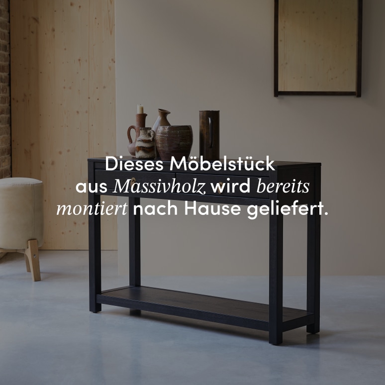 Zenaka - Flurkonsole aus Massivkiefer mit 2 Schubladen T. 35 cm