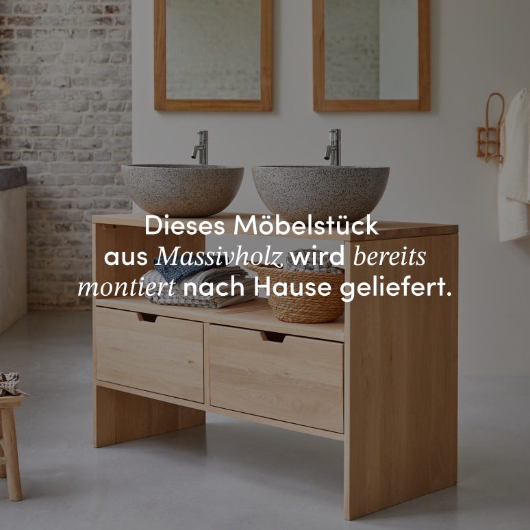 Kwarto - Waschtischunterschrank aus massiver Eiche 110 cm