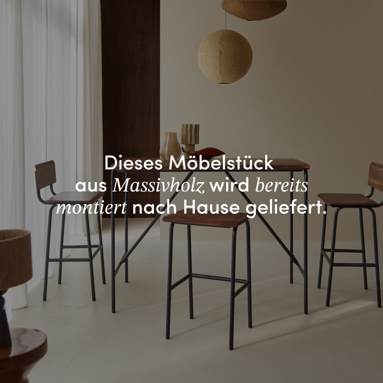 Talia - Hoher Tisch aus massivem Palisander und Metall 4 Pers.