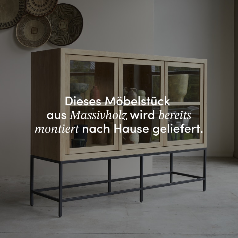 Babeth - Niedriger Vitrinenschrank aus massiver Eiche