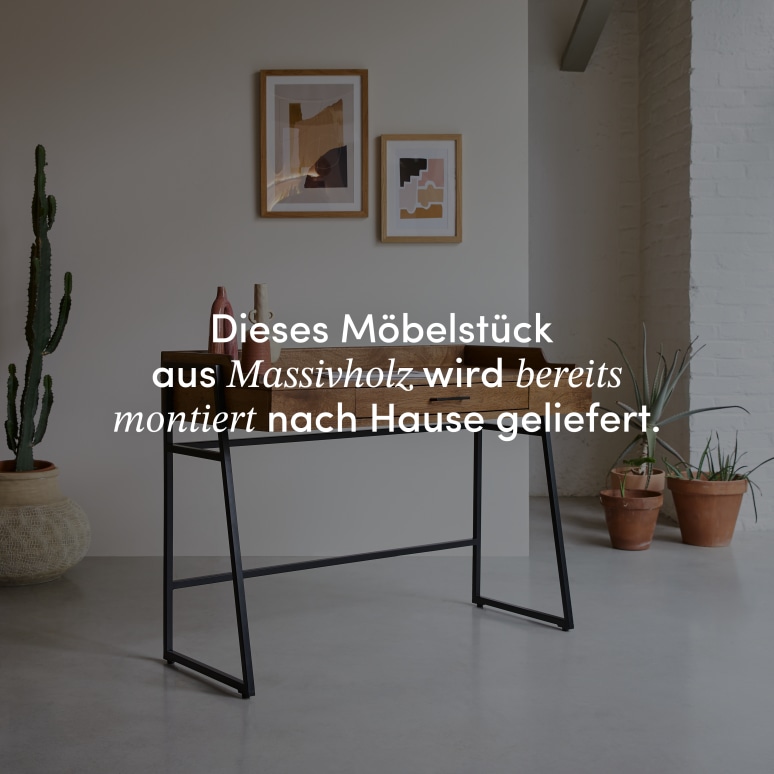 Hedda - Schreibtisch aus massivem Mangoholz und Metall