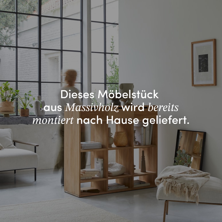 Miho - Niedriges Bücherregal aus Teak massiv