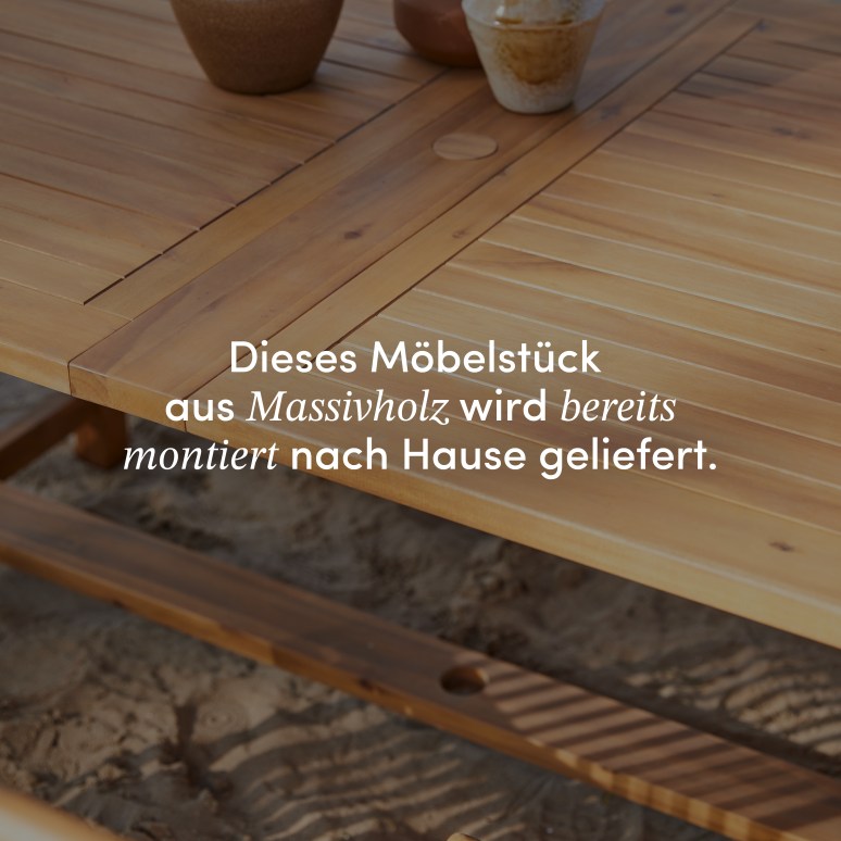 Capri - Rechteckige Gartenmöbel Set aus massiver Akazie 6 Stühle