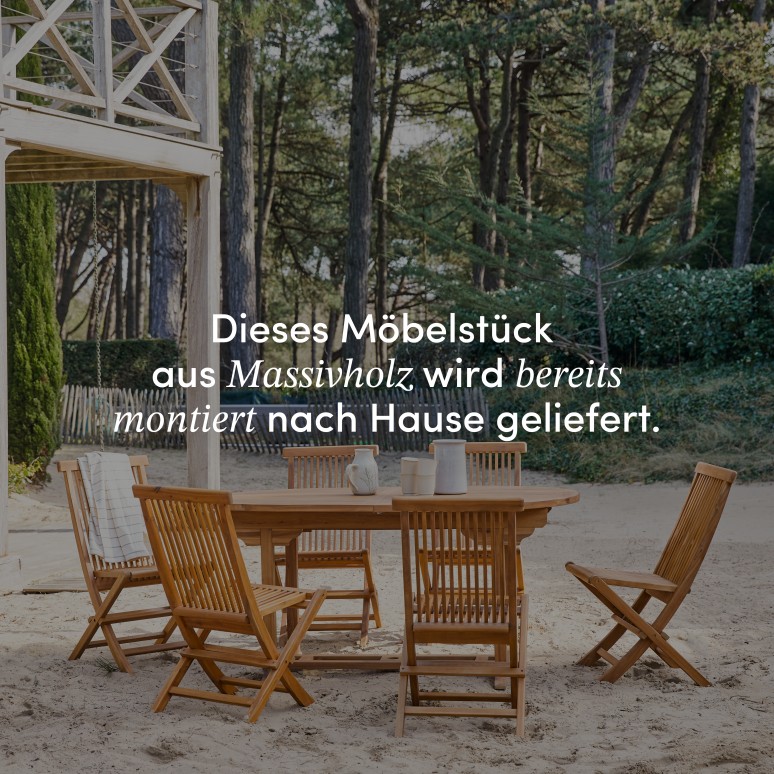 Capri - Ovale Outdoor Gartenmöbel Set aus massiver Akazie 6 Stühle