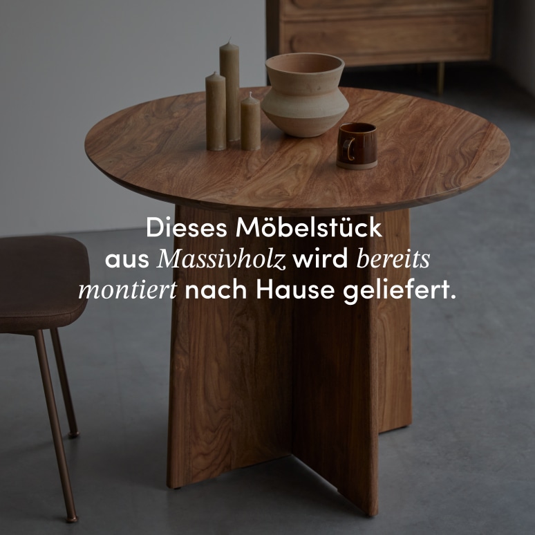 Anja - Runder Esstisch aus massivem Palisander 4 Pers.