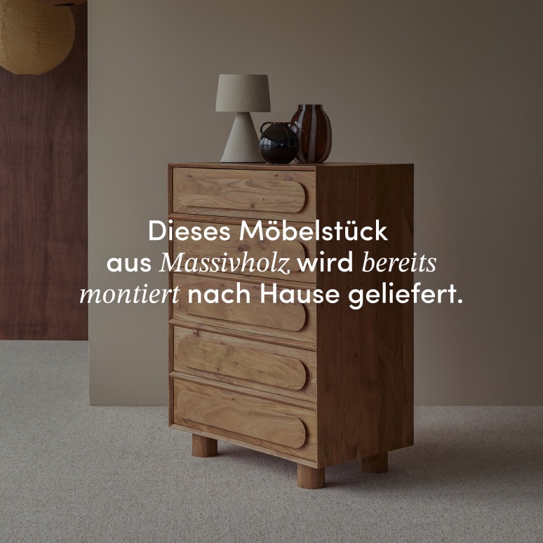 Olga - Hohe Kinderkommode aus massivem Akazienholz