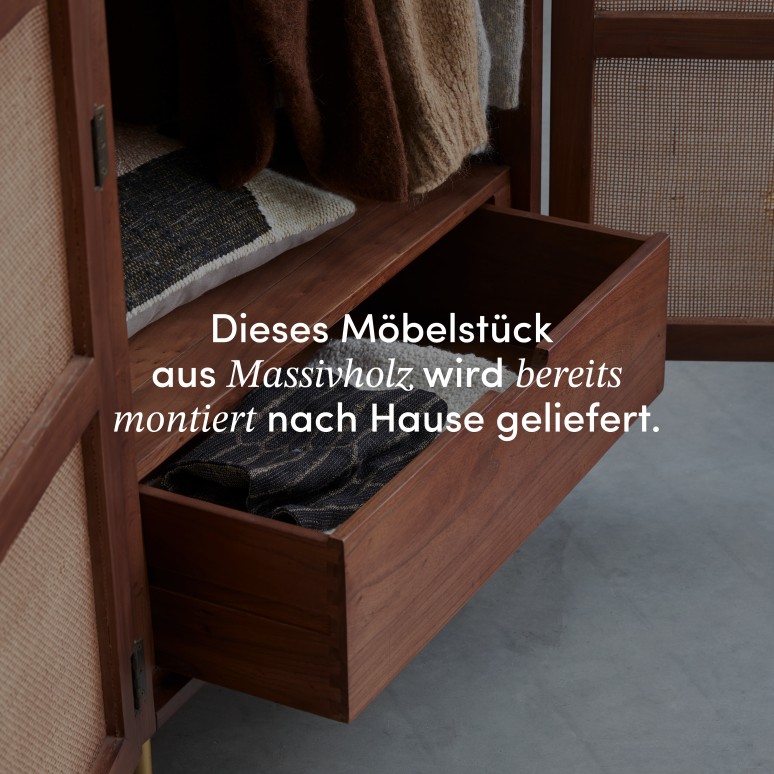 Lisbeth - Schrank aus Ulme und Rattangeflecht