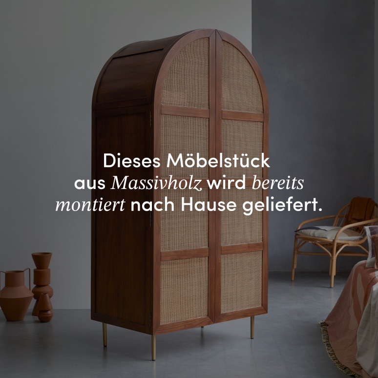 Lisbeth - Esszimmerschrank aus Ulme und Rattangeflecht