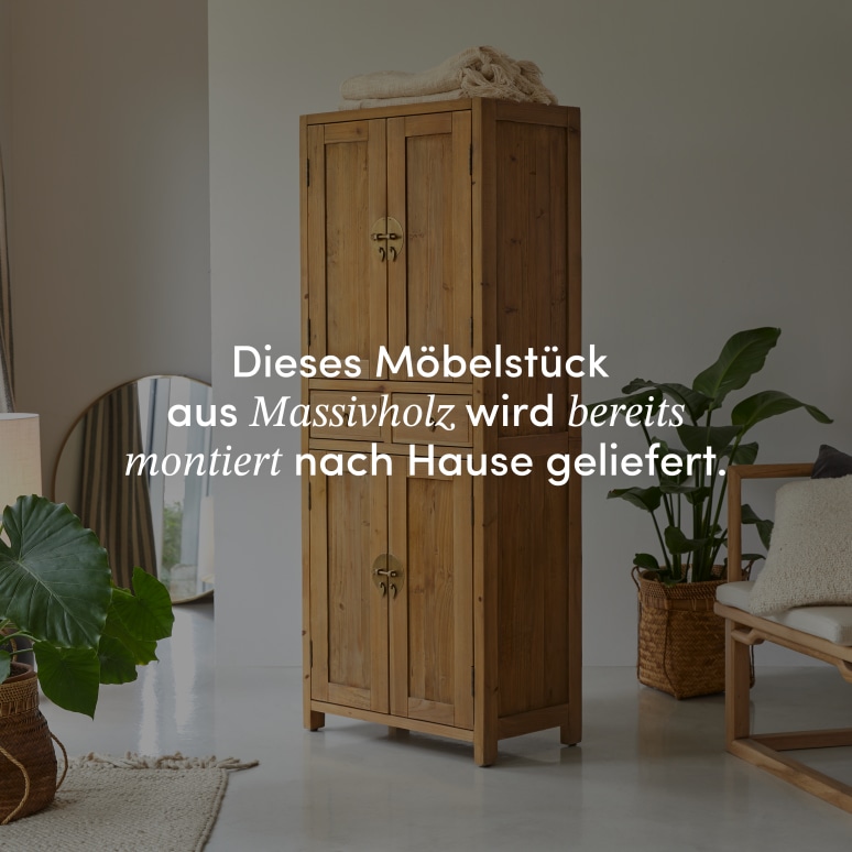Yuki - Garderobenschrank aus recycelter Massivkiefer Natur T. 35 cm