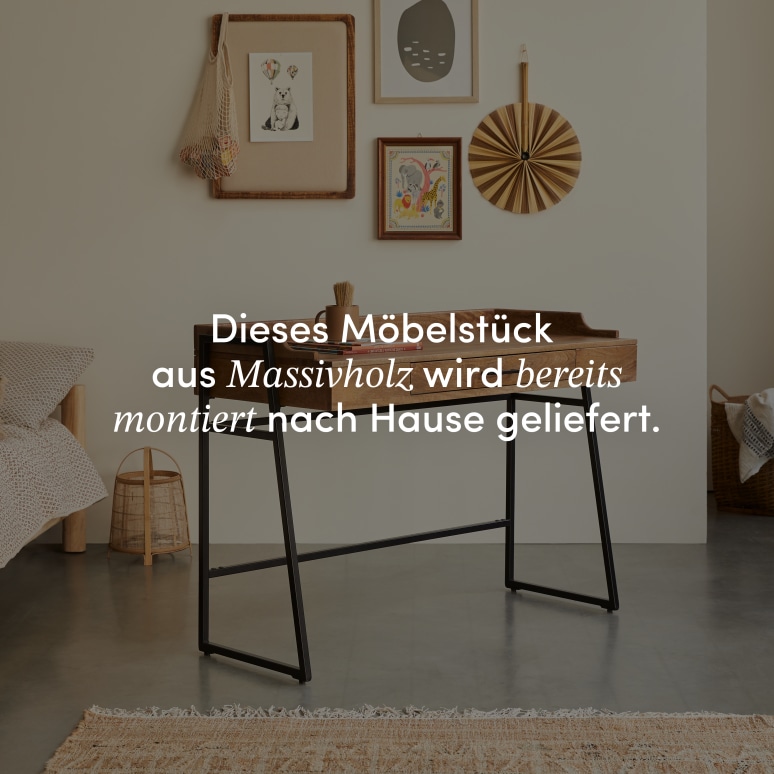 Hedda - Kinderschreibtisch aus massivem Mangoholz und Metall