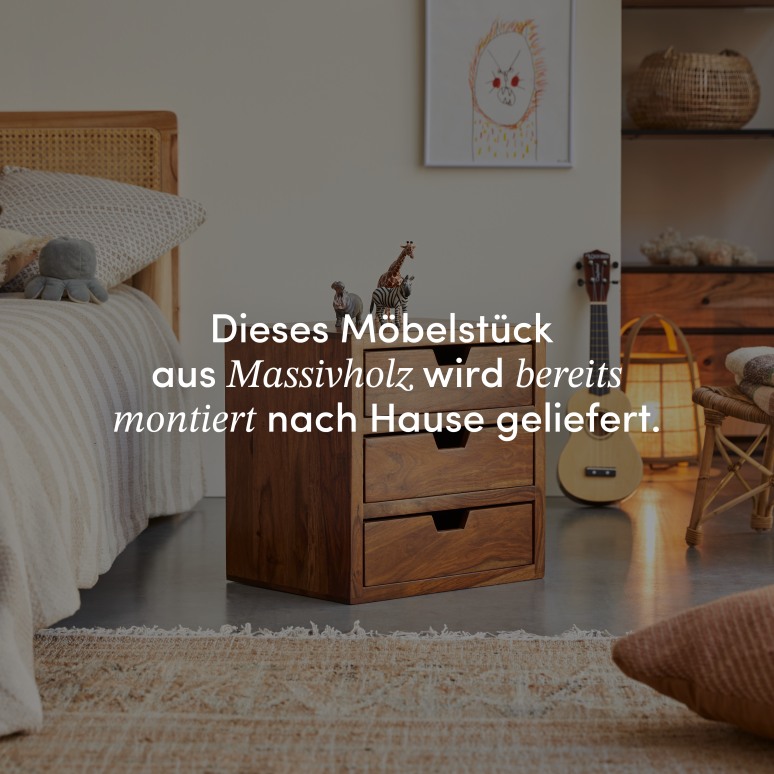 Kwarto - Kinder-Nachttisch aus massivem Palisanderholz mit 3 Schubladen