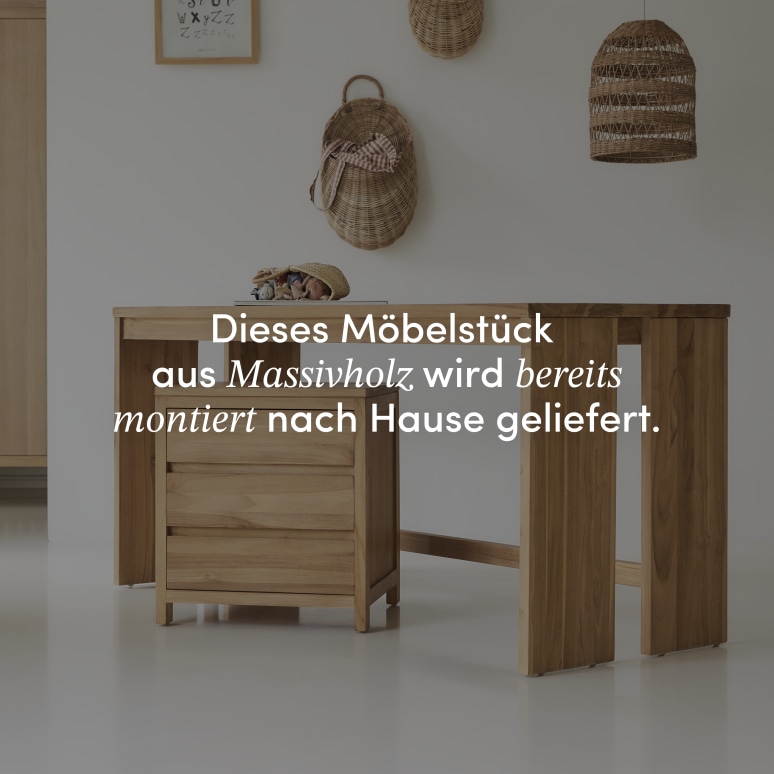 Eden - Kinderschreibtisch aus massivem Teak mit Schubladenmodul
