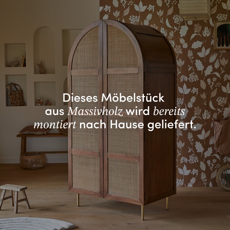 Lisbeth - Kinderschrank aus Ulme und Rattangeflecht