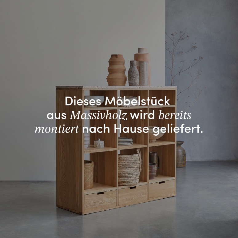 Miho - Niedriges Bücherregal aus massiver Eiche mit Premium-Terrazzo Pink