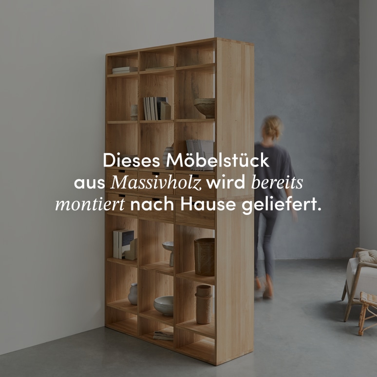 Miho - Hohes Bücherregal aus Eichenholz massiv