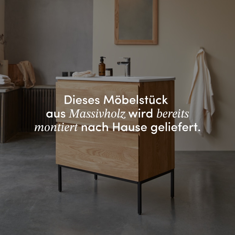 Nova - Waschtischkombination aus massivem Eichenholz und Keramik 80 cm