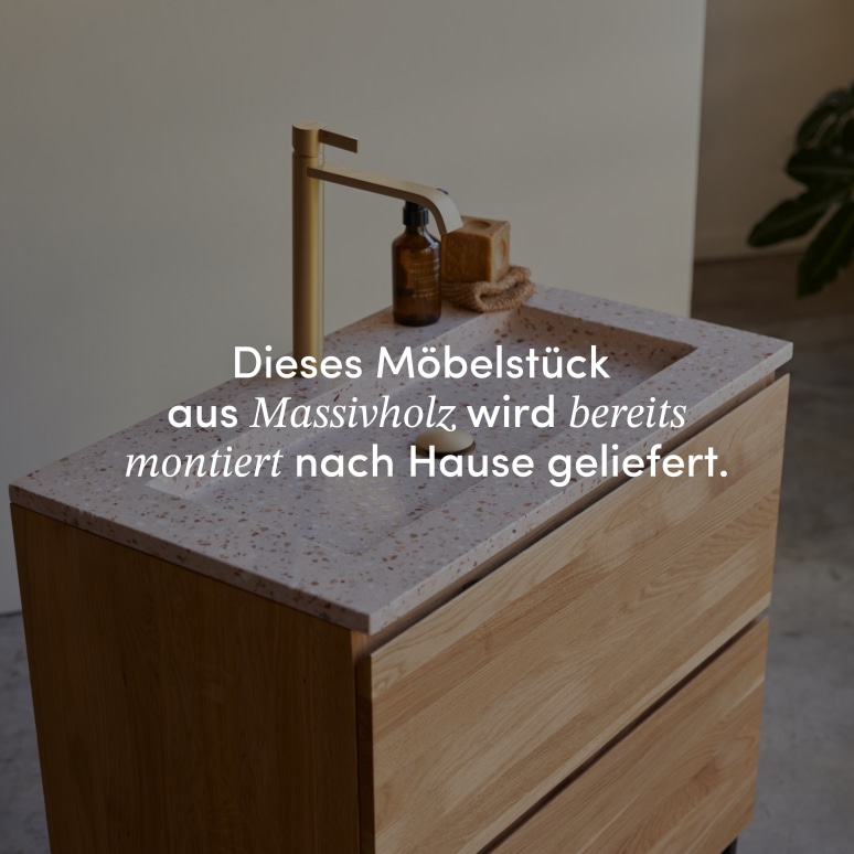 Nova - Badmöbel aus massivem Eichenholz und Premium-Terrazzo Pink 80 cm