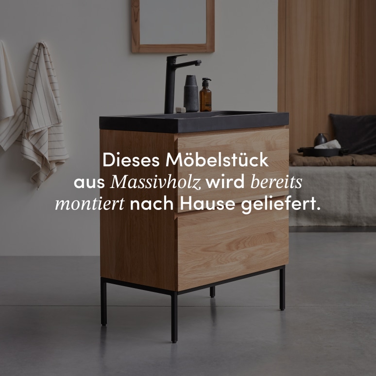 Nova - Badmöbel aus massiver Eiche und Lavastein 80 cm