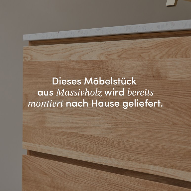 Nova - Badmöbel aus massivem Eichenholz und Premium-Terrazzo Moon 80 cm