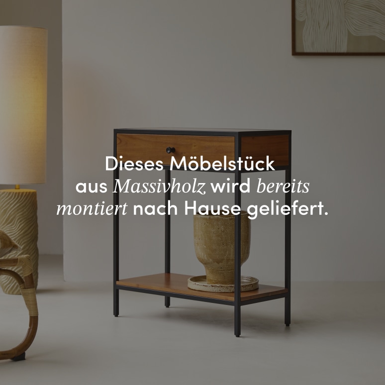 Agra - Konsole aus massiver Akazie und Metall mit 1 Schublade