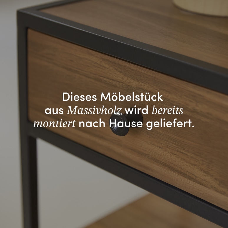 Agra - Nachttisch aus massiver Akazie und Metall