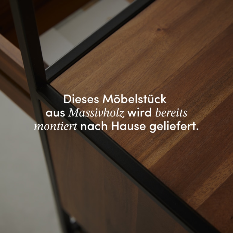 Agra - Nachttisch aus massiver Akazie und Metall