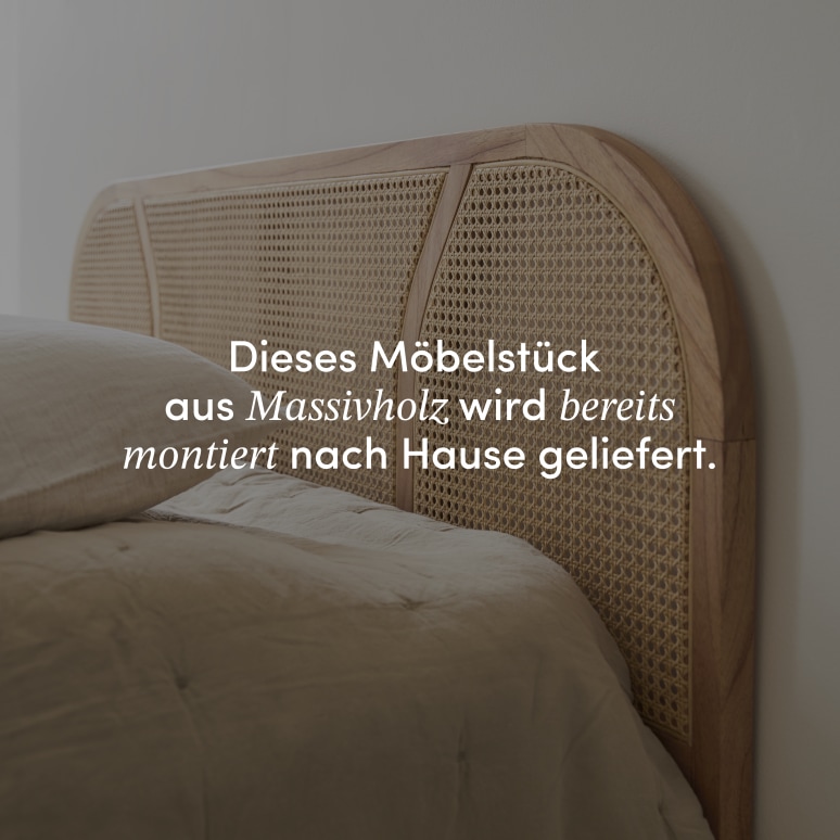 Billie - Kopfteil aus massivem Mindiholz und Rohrgeflecht 160 cm