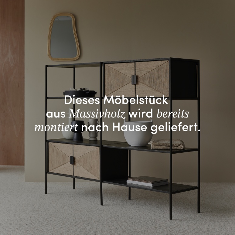 Fidele - Bücherregal aus massivem Mangoholz und Metall