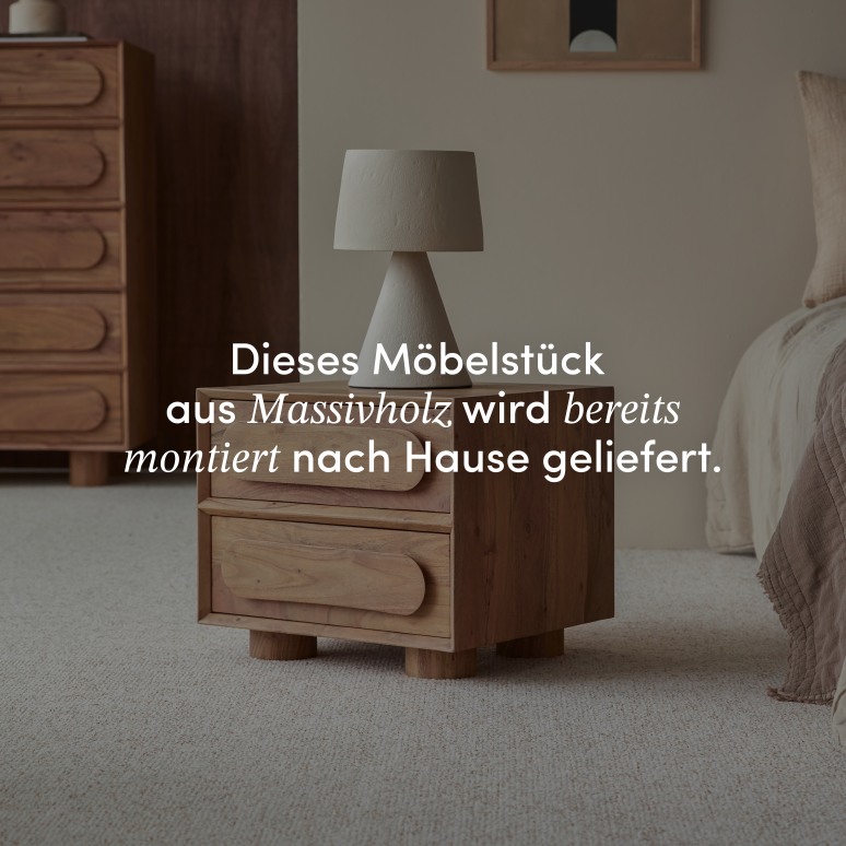 Olga - Nachttisch aus massivem Akazienholz 2 Schubladen