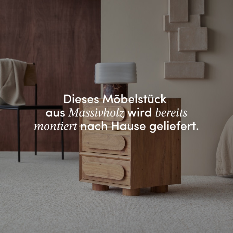 Olga - Nachttisch aus massivem Akazienholz 3 Schubladen