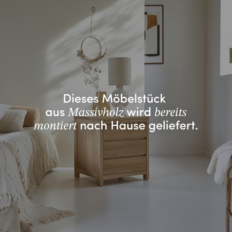 Eden - Nachttisch aus massivem Eichenholz mit 3 Schubladen