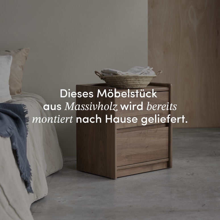 Arto - Nachttisch aus massivem Nussbaumholz mit zwei Schubladen