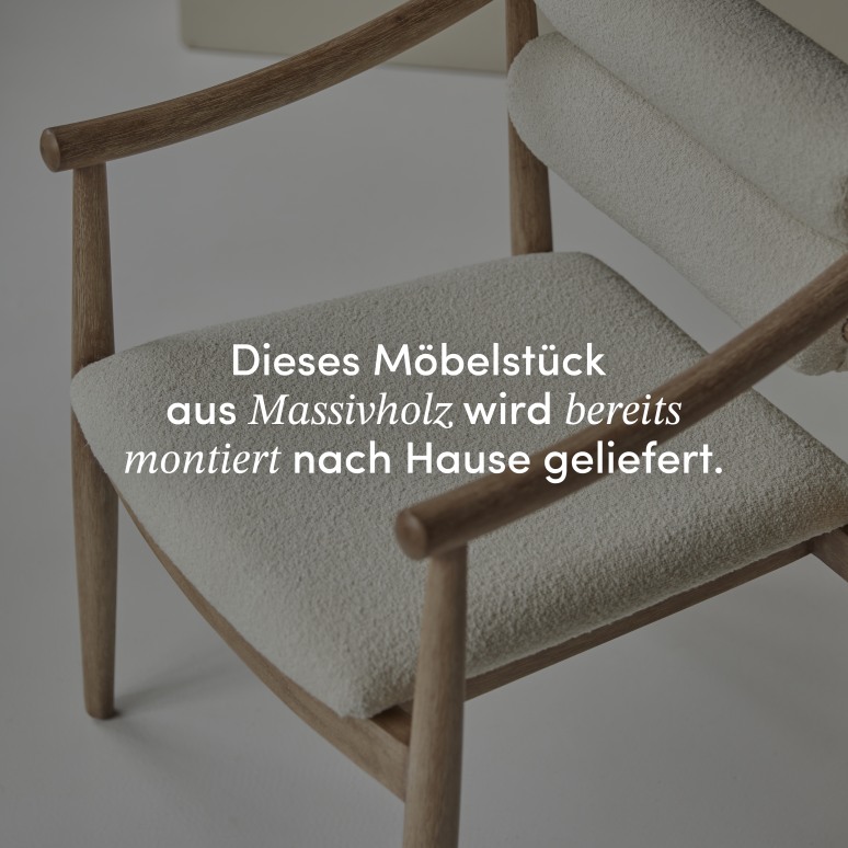 Colombe - Sessel aus massivem Akazienholz und Boucléstoff –