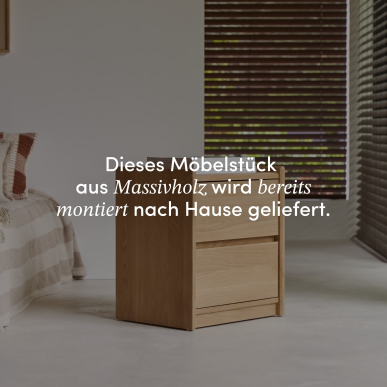 Arto - Nachttisch aus massivem Eichenholz mit 2 Schubladen