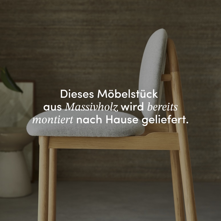 Olive - Barstuhl aus massiver Eiche und grauer Wolle