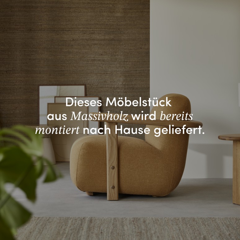 Tino - Sessel aus massiver Eiche und kamelbraunem Stoff