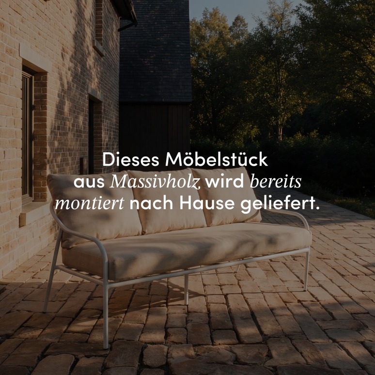 Luca - Gartenlounge aus naturfarbenem Stoff und weißem Metall, 4-Sitzer