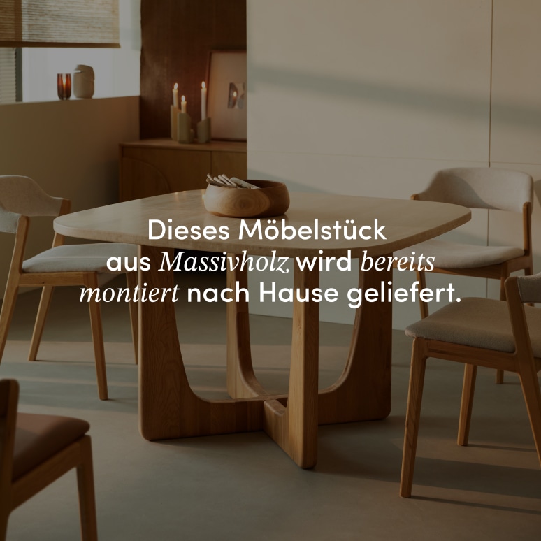 Mattia - Tisch aus massiver Eiche und Travertin, 4 Pers.