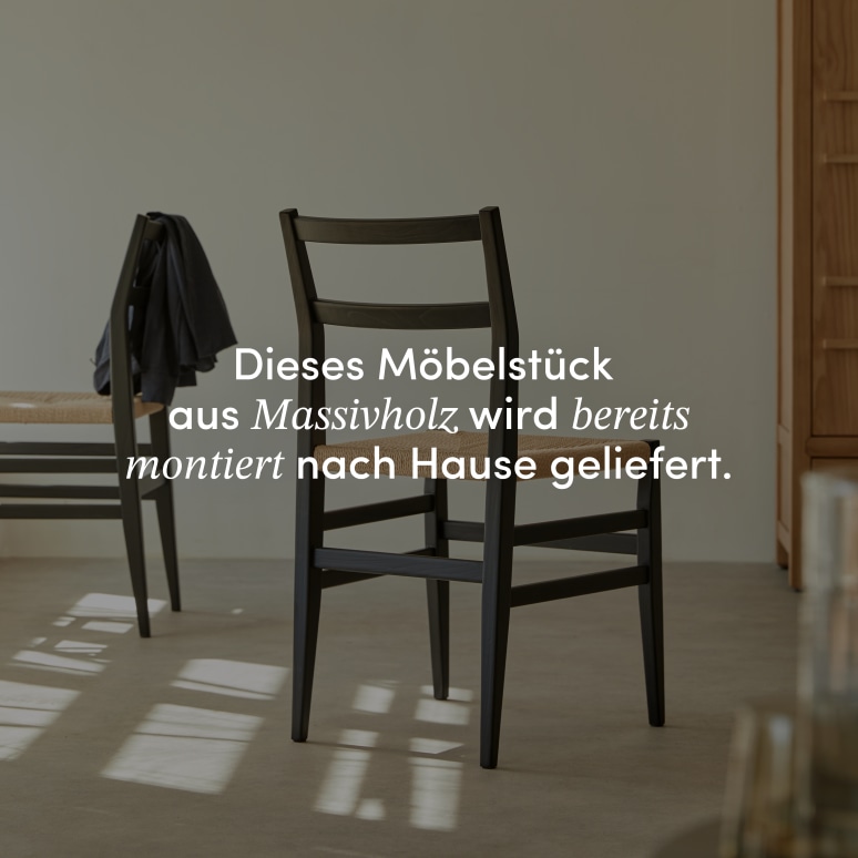 Clarisse - Stuhl aus massiver Ulme in Schwarz und Kordelgeflecht