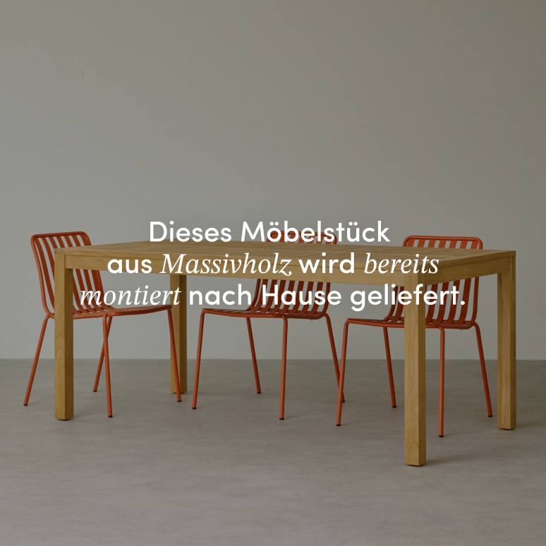 Téo - Gartenmöbel Set aus massivem Teak und orangefarbenem Metall 4 Stühle