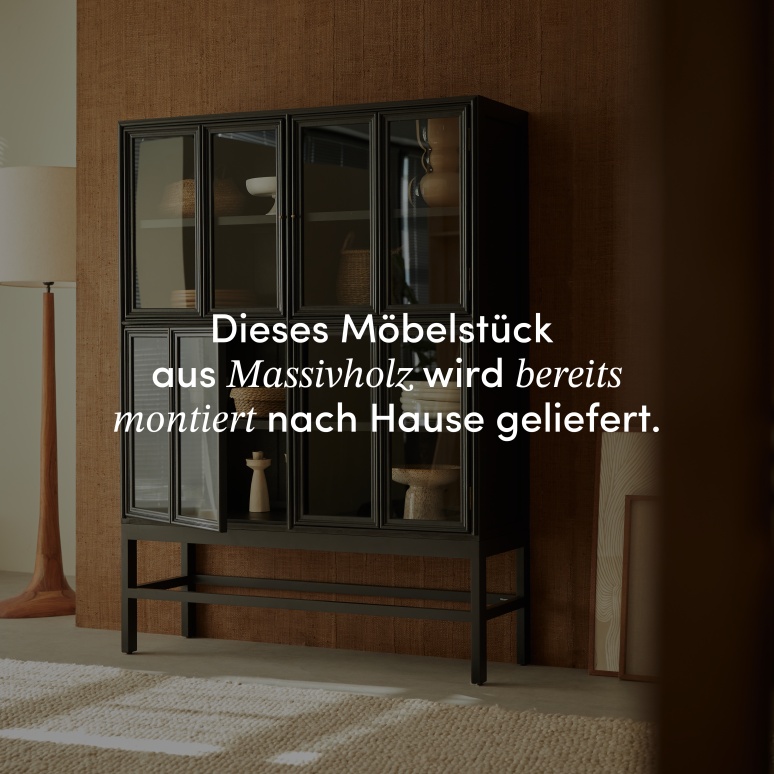 Anna - Vitrinenbuffet hoch verglast auf Füßen aus Mindi 120 cm