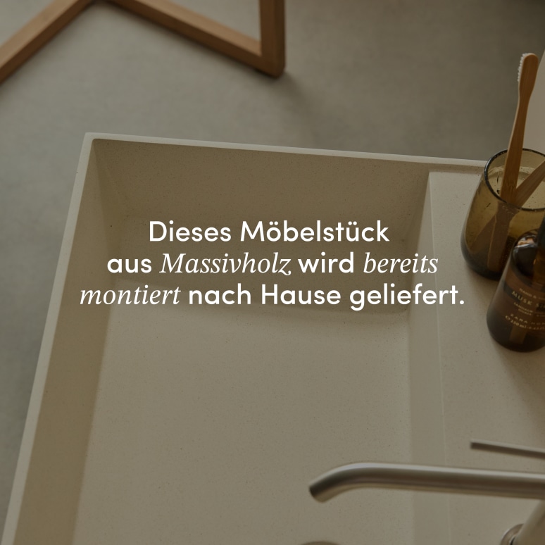 Margot - Waschtisch aus massivem Hevea und Beton 80 cm