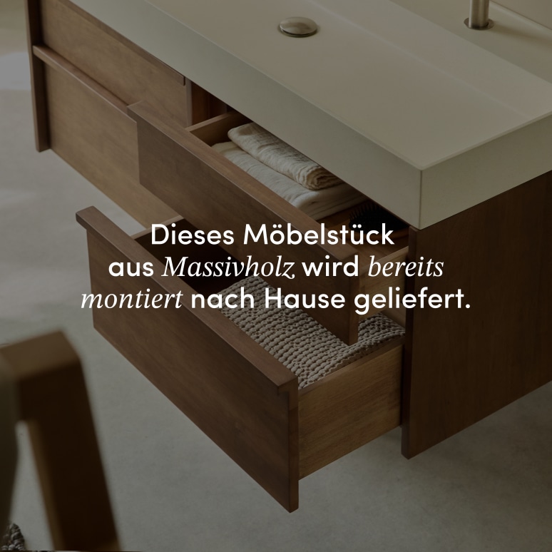 Margot - Waschtisch aus massivem Hevea und Beton 120 cm