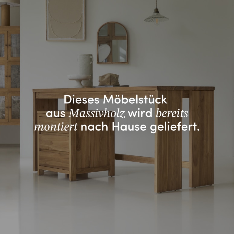 Eden - Schreibtisch aus massivem Teak mit Schubladenmodul
