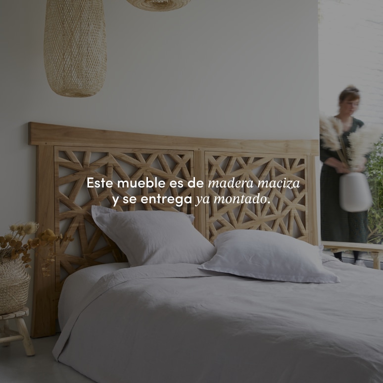 Gentong - Cabecero de teca maciza de 210 cm