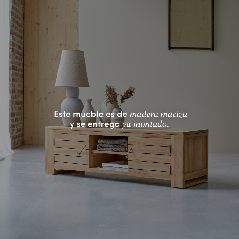 Minimalys - Mueble para TV de teca maciza de 135 cm